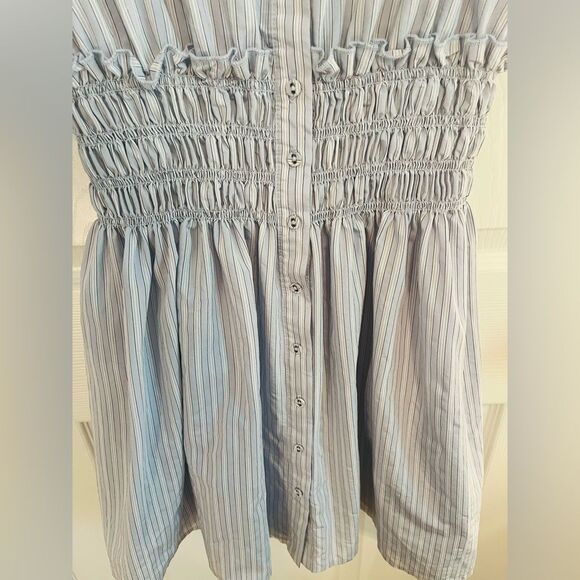 Sundays Blue Smocked Mandarin Collar Dress - Picture 7 of 10